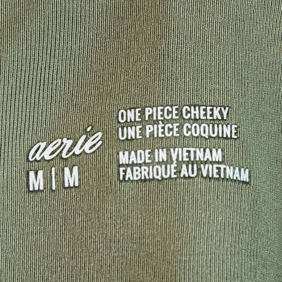 Aerie Deep Green Embroidered Floral Cheeky One Piece Swimsuit, Size Medium - Picture 8 of 12